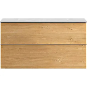 Koupelnový nábytek CERANO - Koupelnová skříňka pod umyvadlo s úchytkou Velora - dub medový, chromová úchytka - 100x49,8x46 cm