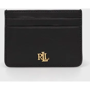 Peněženka Kožené pouzdro na karty Lauren Ralph Lauren černá barva, 432876732001 99X, vel. ONE SIZE