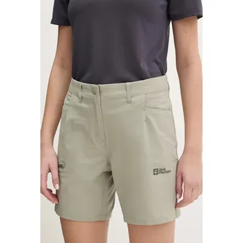 Pánské kraťasy Outdoorové šortky Jack Wolfskin Prelight Stride zelená barva, high waist, A63785 97X, vel. 38