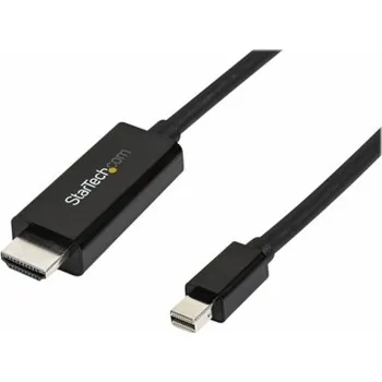 Video kabel StarTech.com Mini DisplayPort to HDMI Adapter Cable - mDP to HDMI Adapter with Built-in Cable - Black - 3 m (10 ft.) - Ultra HD 4K 30Hz (MDP2HDMM3MB) - Kabel adaptéru - Mini DisplayPort s piny (male)