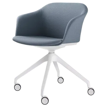 Jednací židle Otočná židle Wave 033,F95-WH (4-ramenný nylonový kříž bílý, kolečka, celočalouněný korpus)