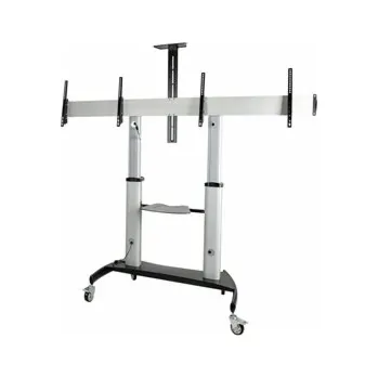 Televizní držák StarTech.com Dual TV Cart for 37-60in VESA TVs up to 110lb (50kg) each, Height Adjustable TV Mount, Mobile Display Cart w/ Webcam & Equipment Shelves, Lockable Casters, TV Cart on Wheels - Rolling TV