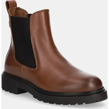 Dámská obuv Kožené kotníkové boty Tommy Hilfiger LEATHER CLEATED CHELSEA FW0FW08766 hnědá 88X, EUR 40