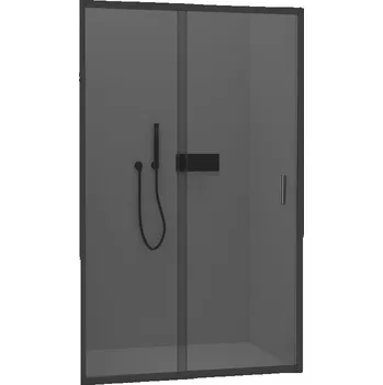 CERANO - Sprchové posuvné dveře Varone LINE L/P - 6 mm - černá matná, grafitové sklo - 160x195 cm