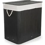 Koš na prádlo G21 150 l s rozdělovači, bambusový černý s bílým košem