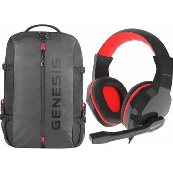Sluchátka Batoh Genesis PALLAD 410 15.6 (NBG-1947) + červená sluchátka Genesis Argon 110 (NSG-1437)