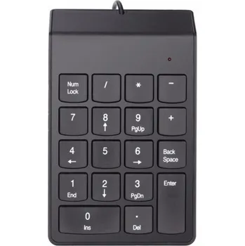 DeTech Drátová numerická klávesnice K2, USB, černá Nízkoprofilová numerická klávesnice - USB drátová