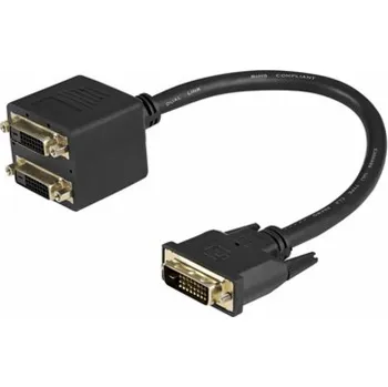 Video kabel StarTech.com 1 ft DVI-D to 2x DVI-D Digital Video Splitter Cable - M/F (DVISPL1DD) - Video rozdělovač - dva spoje - DVI-D se zdířkami (female) do DVI-D s piny (male) - 30.5 cm - odstíněný - černá - pr