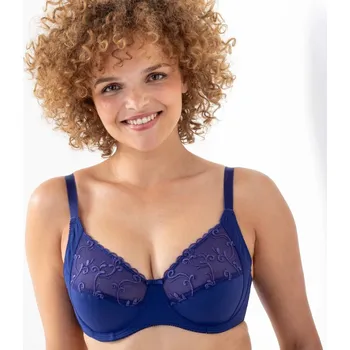 Podprsenka Sada 2 zmenšujících podprsenek z mikrovlákna a vyšívaného tylu, s kosticemi nám.modrá+citronová 90D