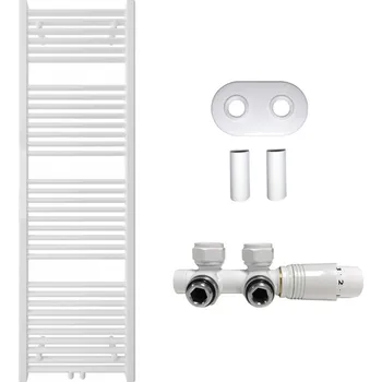 Radiátor CERANO - Koupelnový radiátorový set Lincoln - ústřední vytápění - středové připojení 50 mm - 484W - bílá matná - 1600x500 mm