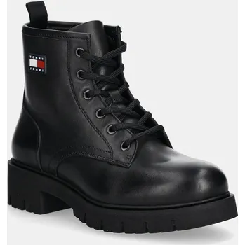 Dámská obuv Kožené kotníkové boty Tommy Jeans TJW LACE UP LEATHER BOOT EN0EN02824 černá 99X, EUR 36