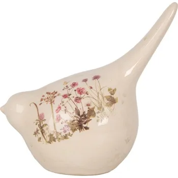 Keramická dekorace ptáček s květy a motýlky Flowers of Love L – 17x11x18 cm