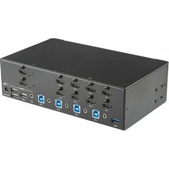 KVM přepínač StarTech.com StarTech.com 4-Port Dual Monitor HDMI KVM Switch with Audio & USB 3.0 hub - 4K 30Hz - 4 PC Mac Computer KVM Switch Box for HDMI Display (SV431DHD4KU) - Přepínač KVM / audio / USB - 4 x KV