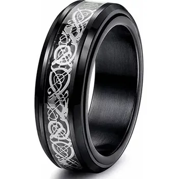 Prsten Černý prsten Sygnet Keltský drak