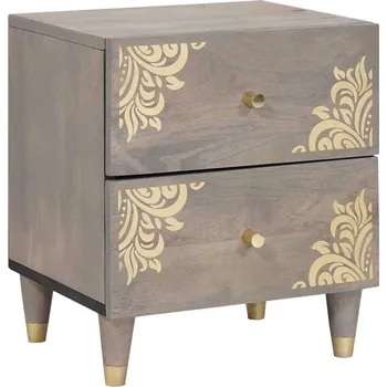 Ložnice Noční skříňka Šedá 40 x 33 x 46 cm Masivní mangové dřevo