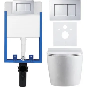 WC sada CERANO Podomítkový WC set Felci bílá lesklá WC tlačítko Classic, chrom k zazdění