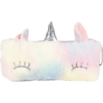 Peněženka Plyšová duhová taštička do kabelky / na make-up jednorožec Unicorn – 21x14 cm