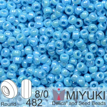 Korálek Korálky Miyuki Round 8/0. Barva 482 Opaque Turquoise Blue AB . Balení 5g