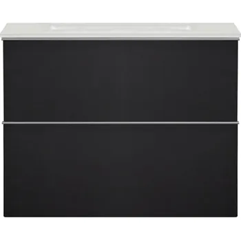 Koupelnový nábytek CERANO - Koupelnová skříňka pod umyvadlo s úchytkou Velora - černá matná, chromová úchytka - 60x49,8x46 cm