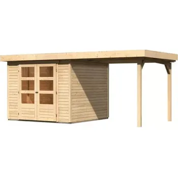 Zahradní domek KARIBU HOLZTECHNIK dřevěný domek KARIBU ASKOLA 3,5 + přístavek 240 cm (77716) natur LG3186