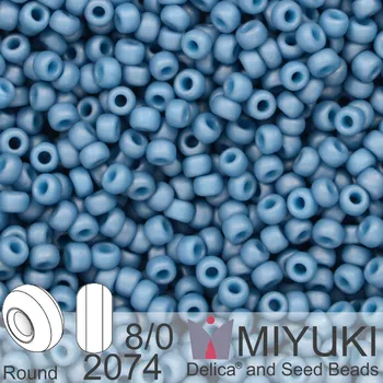 Korálek Korálky Miyuki Round 8/0. Barva 2074 Matte Opaque Pale Denim Luster. Balení 5g
