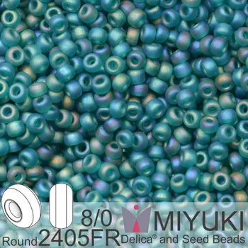 Korálek Korálky Miyuki Round 8/0. Barva 2405FR Matte Transparent Teal AB. Balení 5g