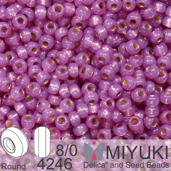 Korálek Korálky Miyuki Round 8/0. Barva 4246 Duracoat Silverlined Dyed Lilac. Balení 5g