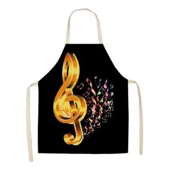 Hudebniny Kuchyňská zástěra s hudebním potiskem v černé barvě