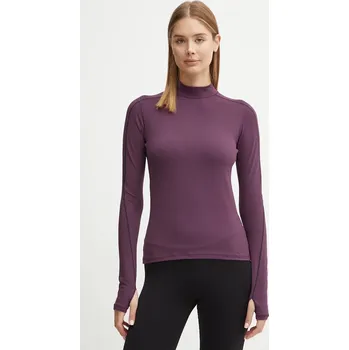 Tréninkové tričko s dlouhým rukávem Reebok vínová barva, s pologolfem, 100205683 04A, vel. L