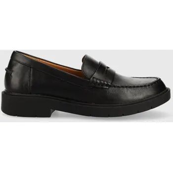 Dámské mokasíny Kožené mokasíny Geox D SPHERICA EC1 A dámské, černá barva, na plochém podpatku, D25QRA 00043 C9997 D25QRA.00043.C9997 99X, EUR 40