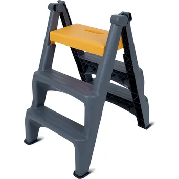 Schůdek 4Home Oboustranné plastové schůdky Dual, 3 příčky, šedá