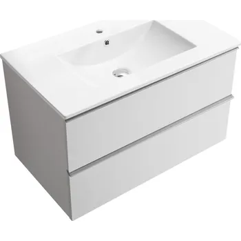 Koupelnový nábytek CERANO - Koupelnová skříňka pod umyvadlo s úchytkou Velora + keramické umyvadlo Todo - bílá matná, chromová úchytka - 70x49,8x46 cm