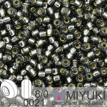 Korálek Korálky Miyuki Round 8/0. Barva 0021 S/L Gray. Balení 5g