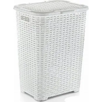 Odpadkový koš Katex Koš na prádlo.RATAN 60l-bílý 435x337x602 mm