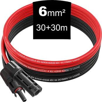 solární kabel Solární kabel 6 mm², UV stabilní ochrana - s nalisovanými konektory MC4.