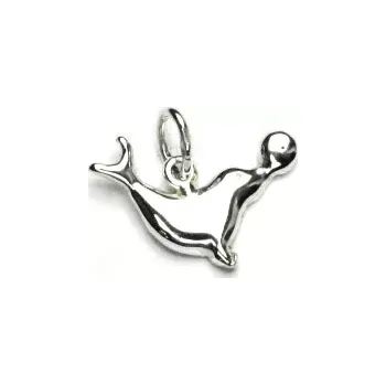 Přívěsek Zlatý přívěsek lachtan, bílé i žluté zlato - P 406 (Zlatý lachtan s míčem)