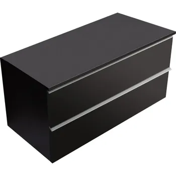 Koupelnový nábytek CERANO - Koupelnová skříňka pod umyvadlo s úchytkou/deskou pod umyvadlo Velora - 18 mm - černá matná, chromová úchytka - 100x49,8x46 cm