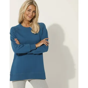 Dámská mikina Moltonová mikina v tunikové délce petrolejová 38/40