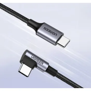 Datový kabel Ugreen kabel USB-C (rovný) / USB-C (úhlový) PD QC 60 W 3 A 0,5 m US255 (šedý)