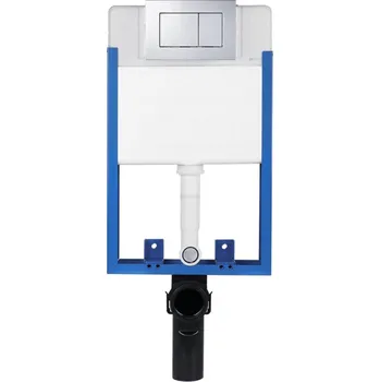 WC sada CERANO - Kompletní podomítkový WC set Cesso - bílá lesklá - WC tlačítko Classic, chrom - k zazdění