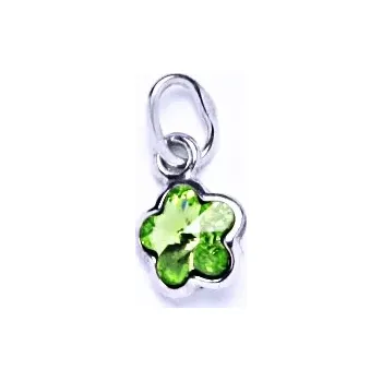 Přívěsek Zlatý přívěšek kytička , bílé zlato , Swarovski krystal peridot - P 1297 (Zlatý přívěsek kytička)