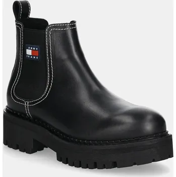 Dámská obuv Kožené kotníkové boty Tommy Jeans TJW URBAN CHELSEA BOOT EN0EN02908 černá 99X, EUR 37