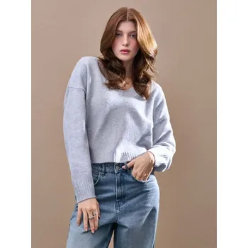 Dámský svetr Svetr s výstřihem do V - XS - House - světle šedá - 155GH-09M