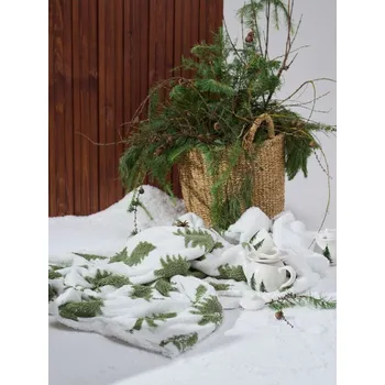 Vánoční dekorace Sinsay - Vánoční deka s motivem vánočních stromků - krémová - 389GH-01X - 389GH-01X-ONE