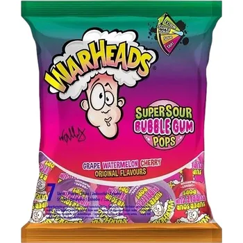 Bonbon Warheads lízátko se žvýkačkou uvnitř s ovocnými příchutěmi 7 x 15 g