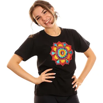 Pánské tričko Tričko "Mandala Spirit" černé s ohnivým Óm Velikost: 42