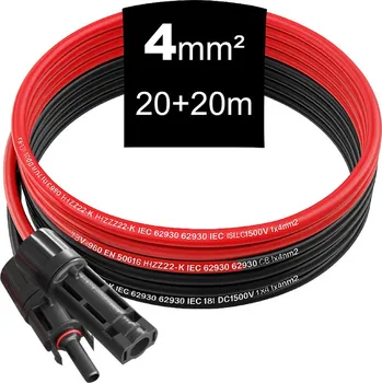 solární kabel Solární kabel 4 mm², ÚV stabilní ochrana - s nalisovanými konektory MC4.