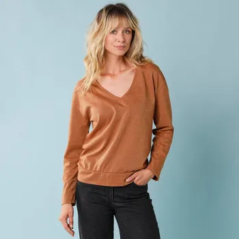 Tričko se třpytivým vláknem, pro malou postavu oříšková 52