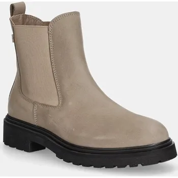 Dámská zimní obuv Nubukové kotníkové boty Tommy Hilfiger TH NUBUCK CLEATED CHELSEA dámské, béžová barva, na platformě, FW0FW09041 80X, EUR 40