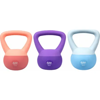 ACRA Soft PVC Kettlebell 1 kg, růžový